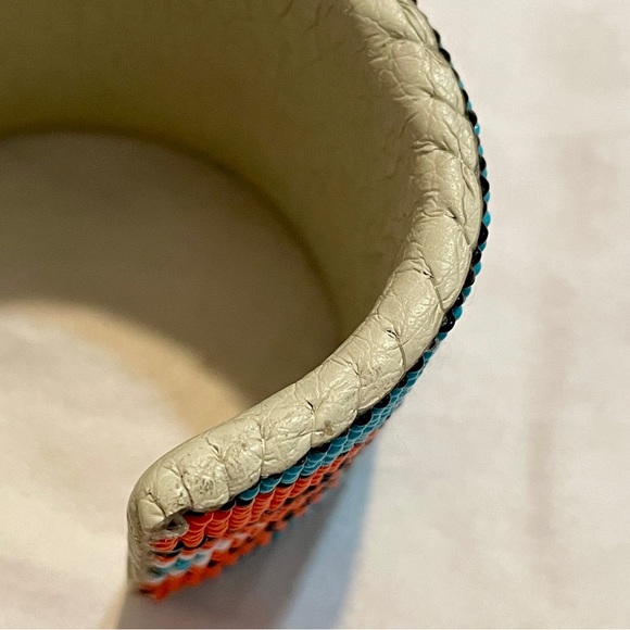 *BRAND NEW* Hand Beaded Navajo Turquoise Cuff Bracelet - Picture 4 of 5